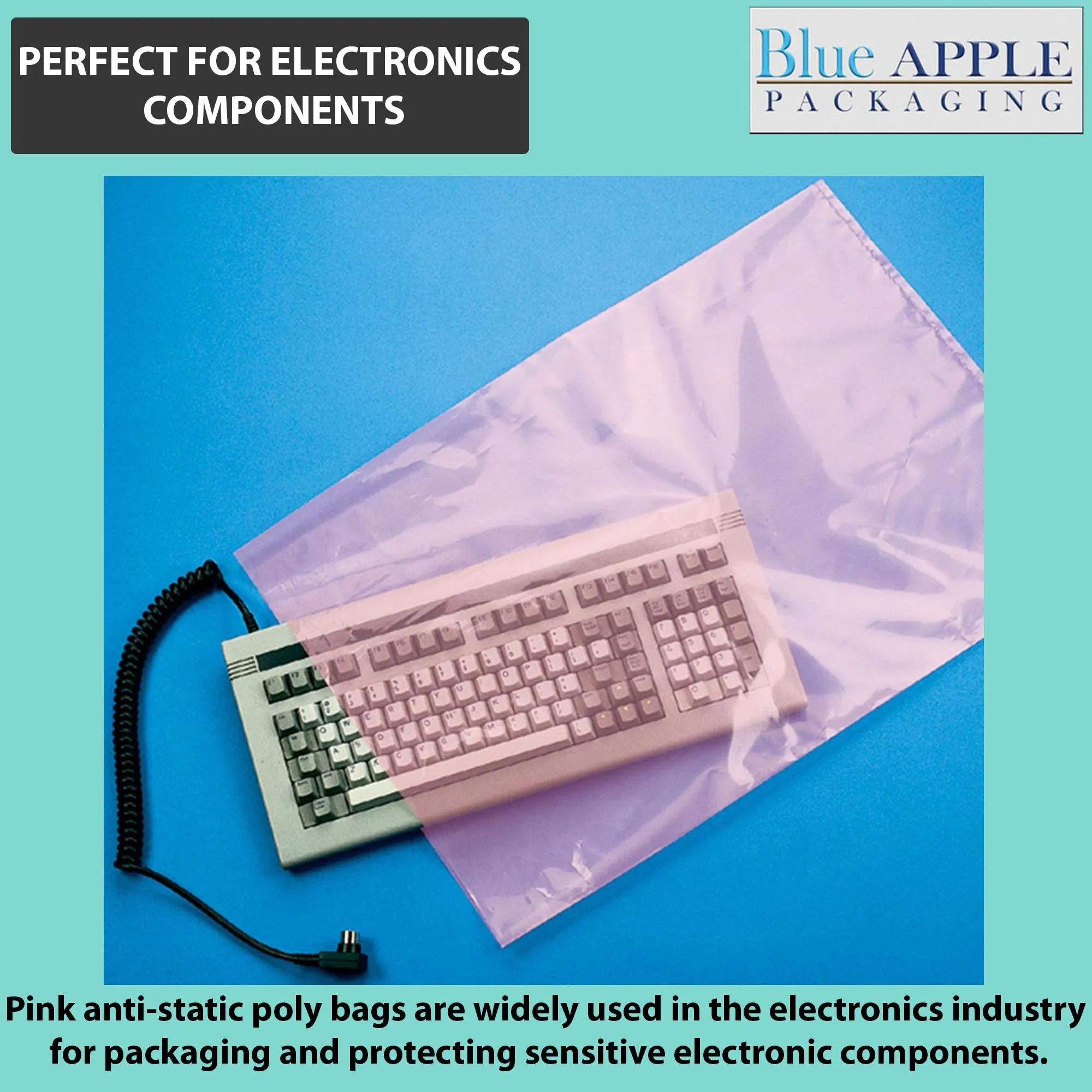 10X12 inches Pink Anti Static Bags 6 Mil Flat