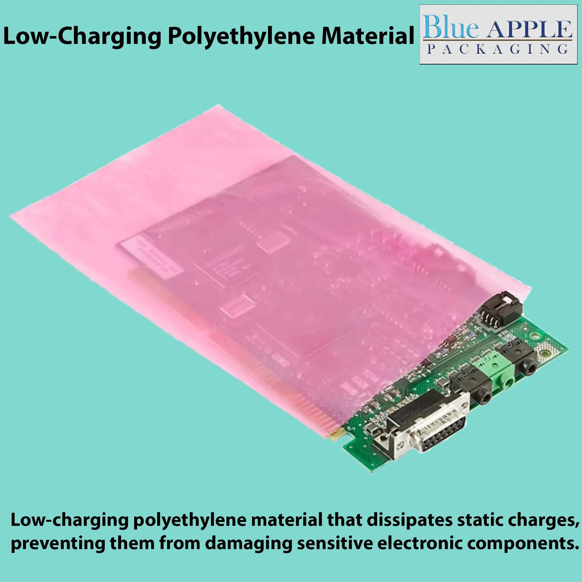 10X12 inches Pink Anti Static Bags 6 Mil Flat
