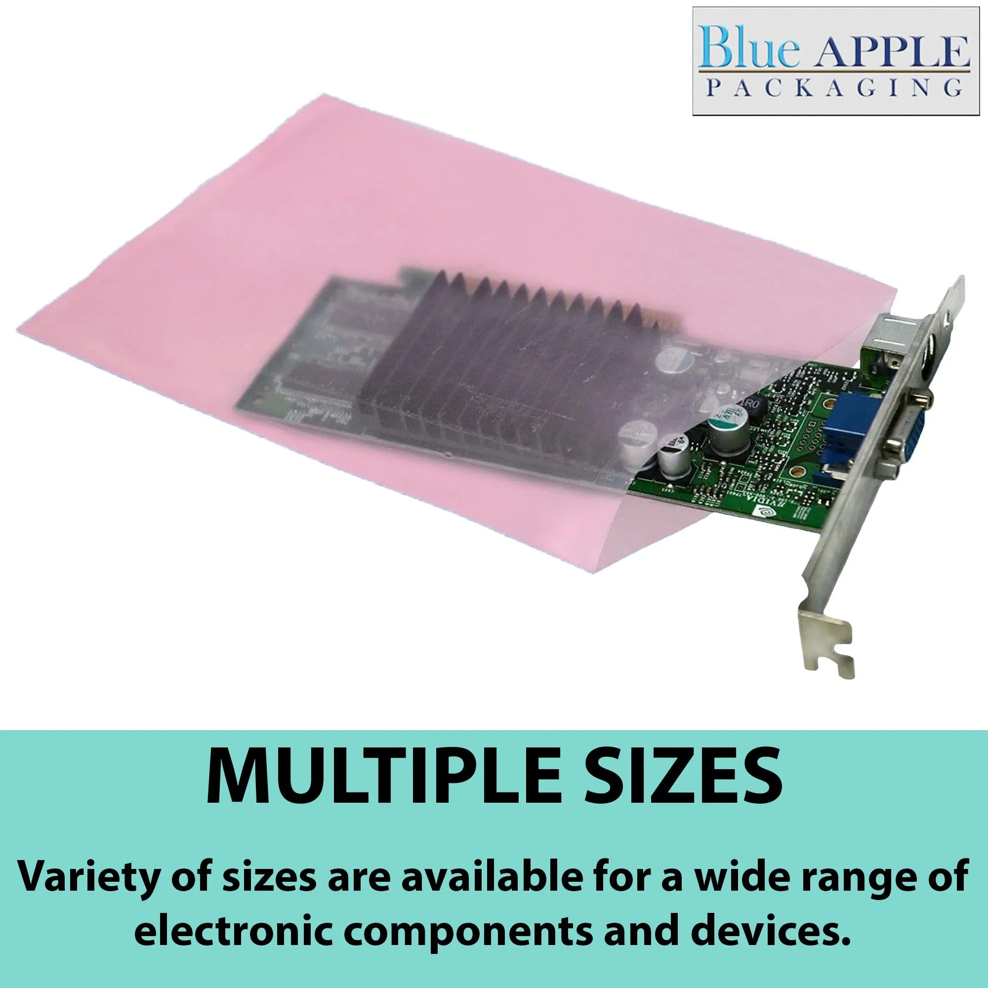 10X12 inches Pink Anti Static Bags 6 Mil Flat