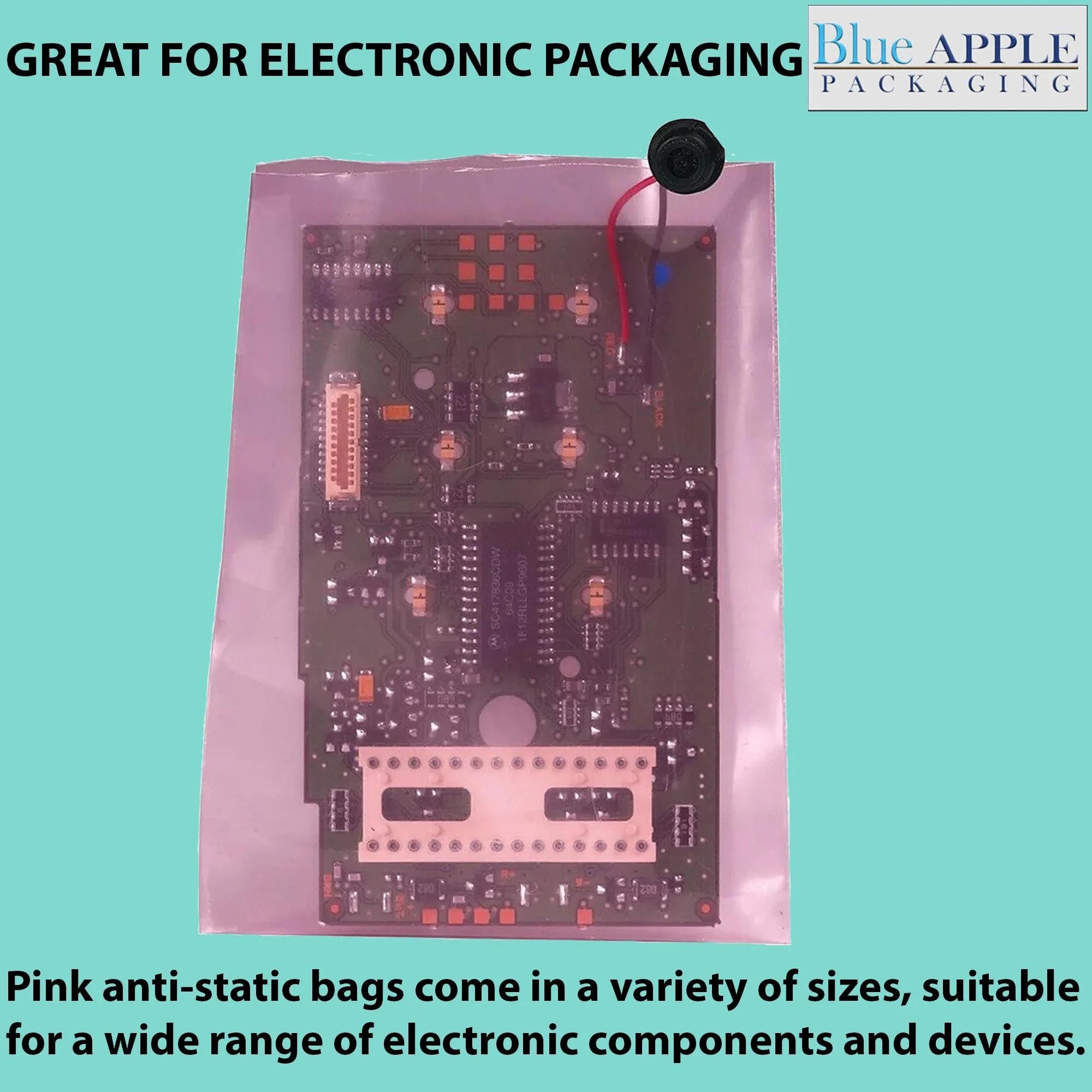 10X12 inches Pink Anti Static Bags 6 Mil Flat