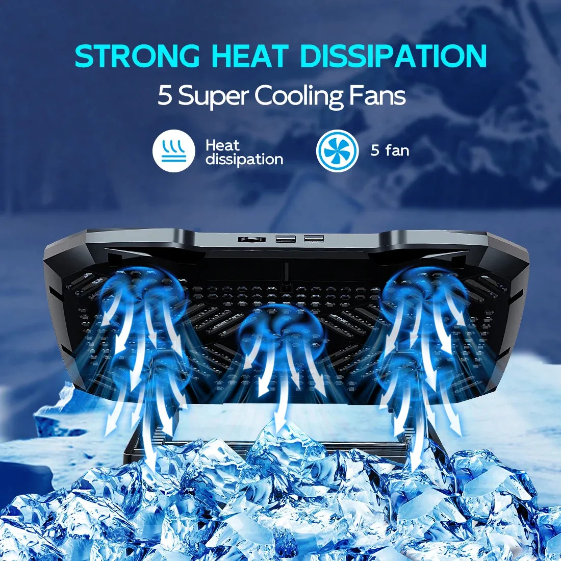 12-17 Inch Laptop Cooling Pad with 5 Fans