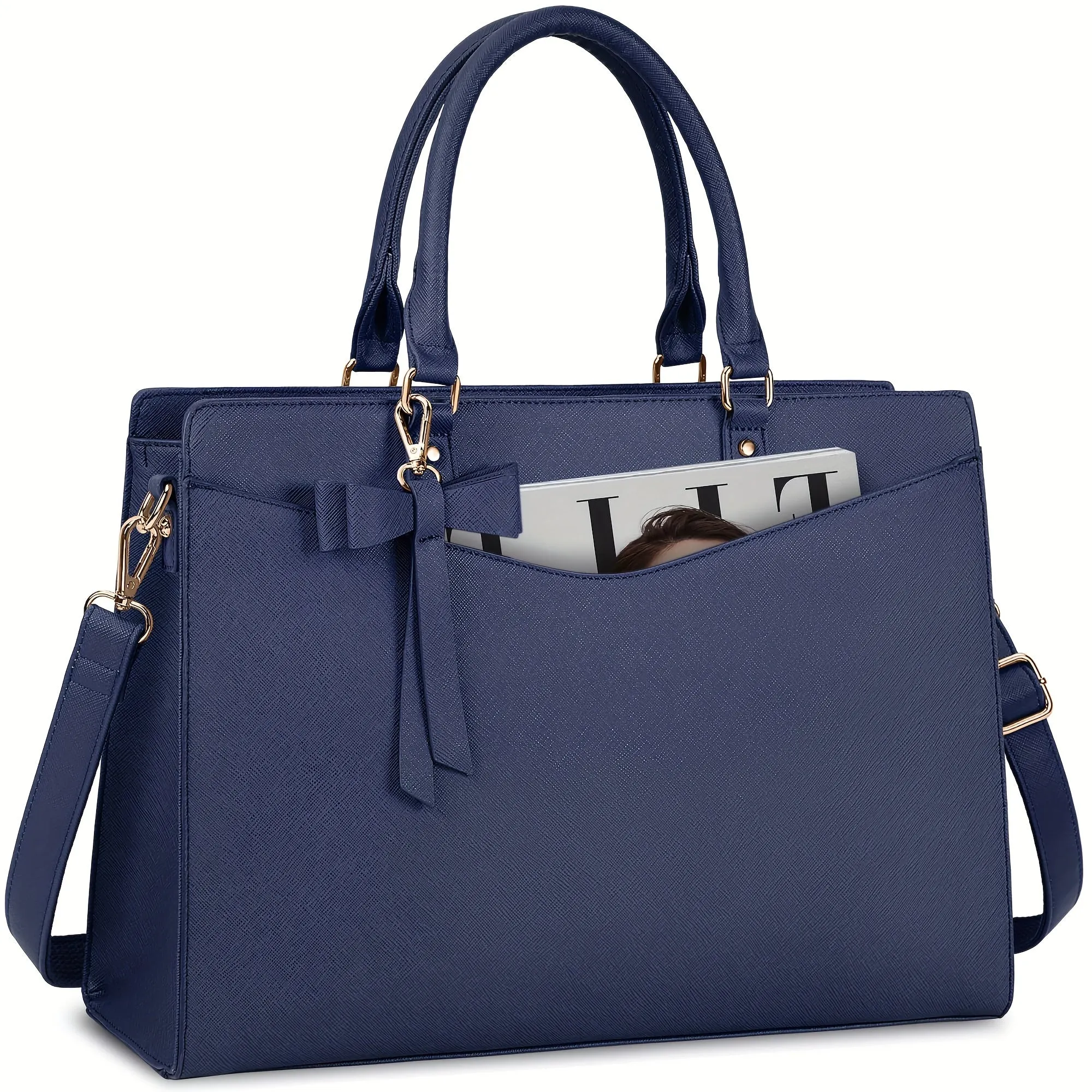 15.6 Inch Waterproof Laptop Tote Bag PU Leather Briefcase