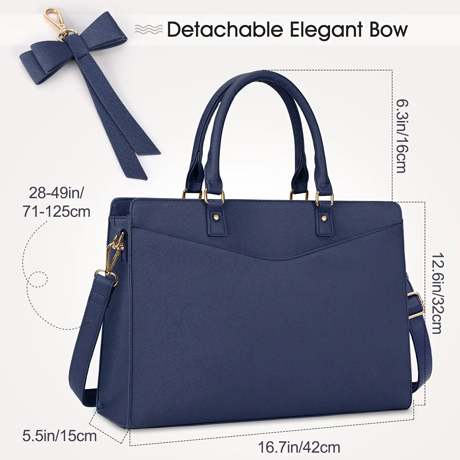 15.6 Inch Waterproof Laptop Tote Bag PU Leather Briefcase