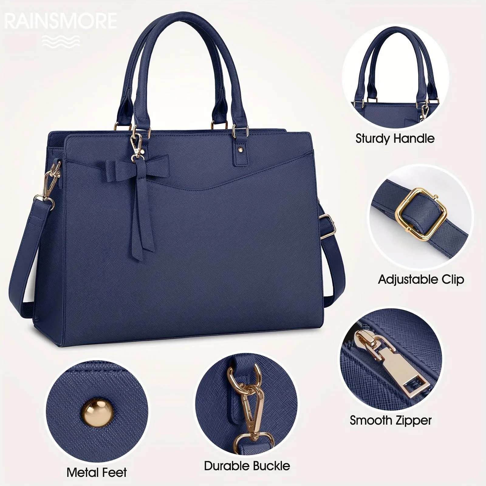15.6 Inch Waterproof Laptop Tote Bag PU Leather Briefcase