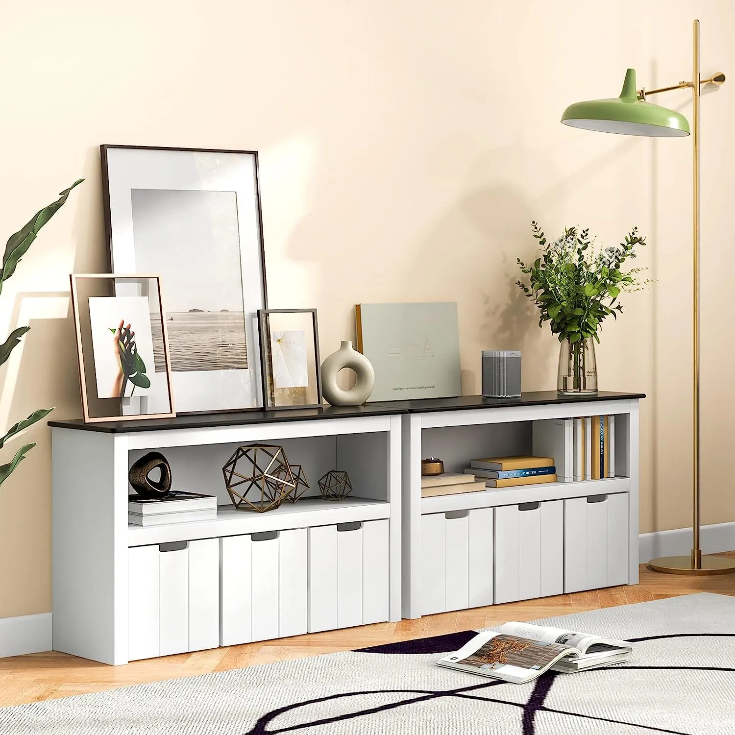2-in-1 White Kids Toy Storage Unit | Storage Cabinet | 1 Shelf | 3 Drawers | 2 Colours
