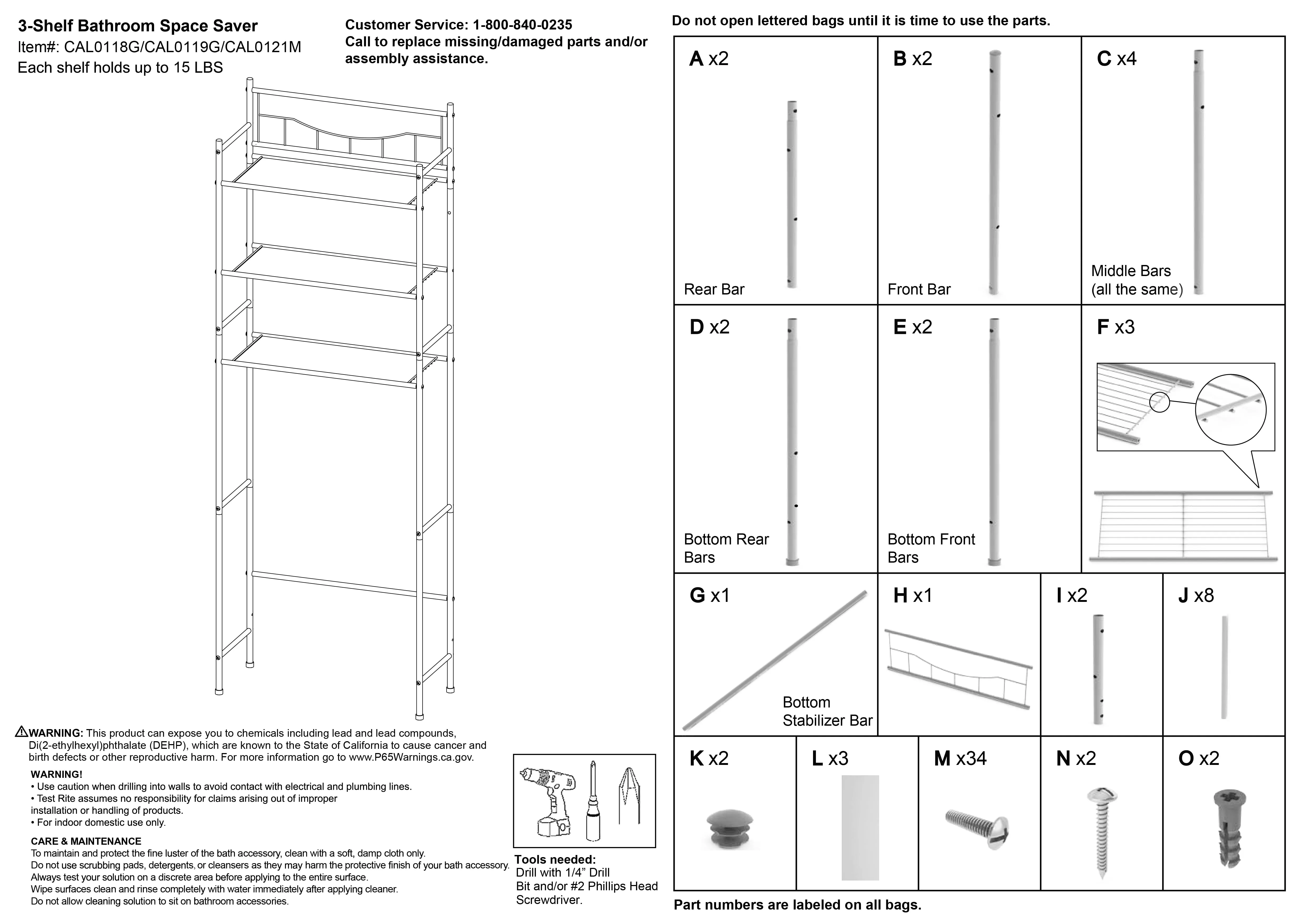 3-Shelf over the Toilet Steel Storage Shelf Unit, Satin Nickel, Holds up to 30 Lb Capacity