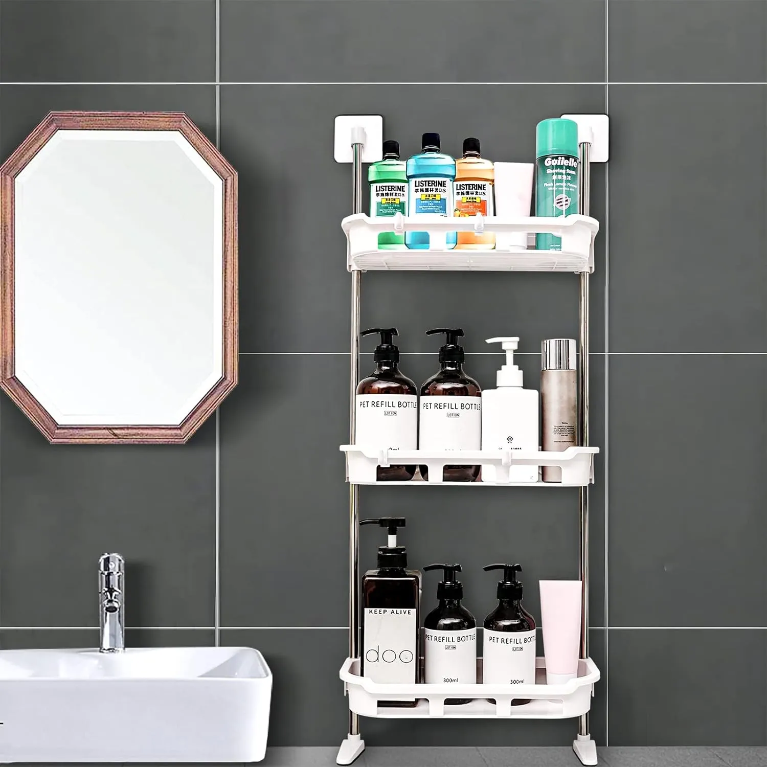 3 Tier Multifunctional  Kitchen & Bathroom Wall Hanging Storage Rack