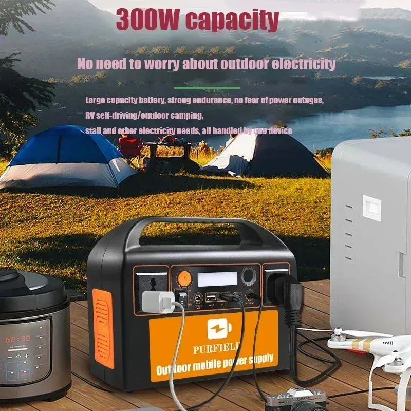 300W Portable Power Station 90000mAh 220V 110V AC 315WH Solar Generator  Battery DC Outdoor Emergency Power Supply