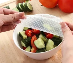 4pcs Multifunctional Food Fresh Keeping Saran Wrap Kitchen Tools Reusable Silicone Food Wraps Seal Vacuum Cover Lid Stretch