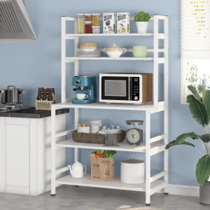 5-Tier Kitchen Bakers Rack with Hutch,Utility Storage Shelf - 31.5 x 15.75 x 62.99 inches - Brown