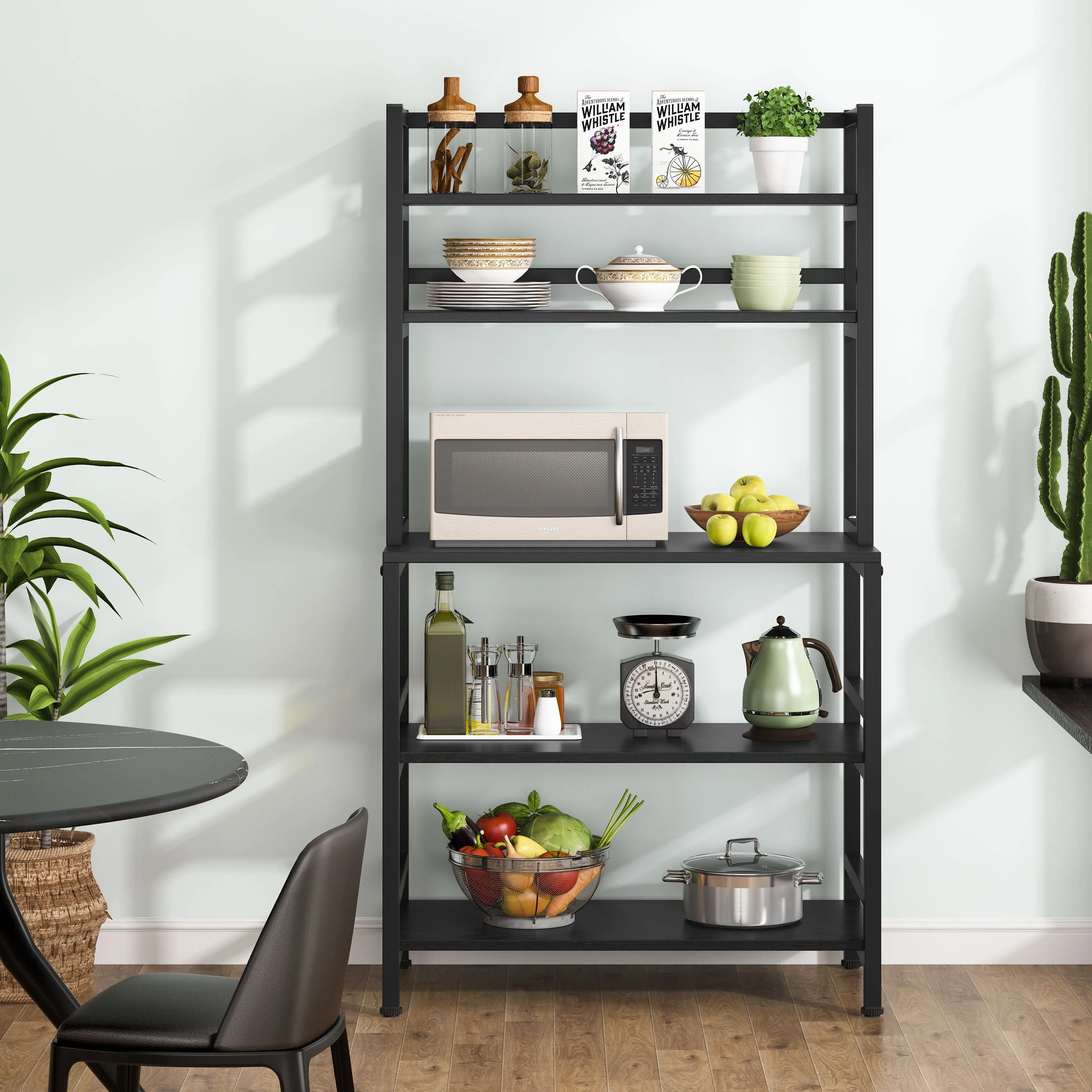 5-Tier Kitchen Bakers Rack with Hutch,Utility Storage Shelf - 31.5 x 15.75 x 62.99 inches - Brown