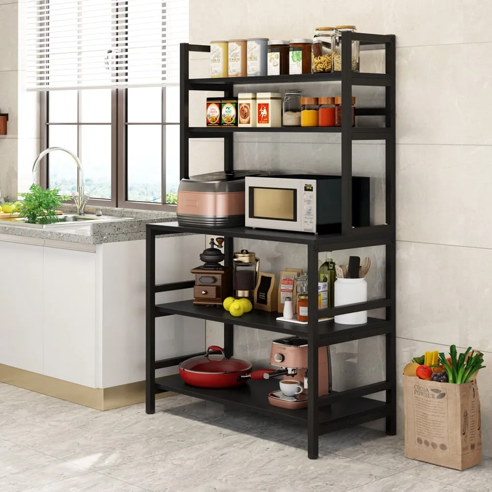 5-Tier Kitchen Bakers Rack with Hutch,Utility Storage Shelf - 31.5 x 15.75 x 62.99 inches - Brown