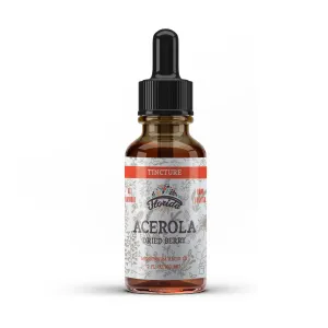 Acerola Tintura (Vitamina C), Extracto de Acerola Orgánica (Malpighia Glabra) Baya Seca para Sangría, Corazón, Arterias, No OGM en Glicerina Vegetal Orgánica prensada en frío, Suplementos de Hierbas Florida
