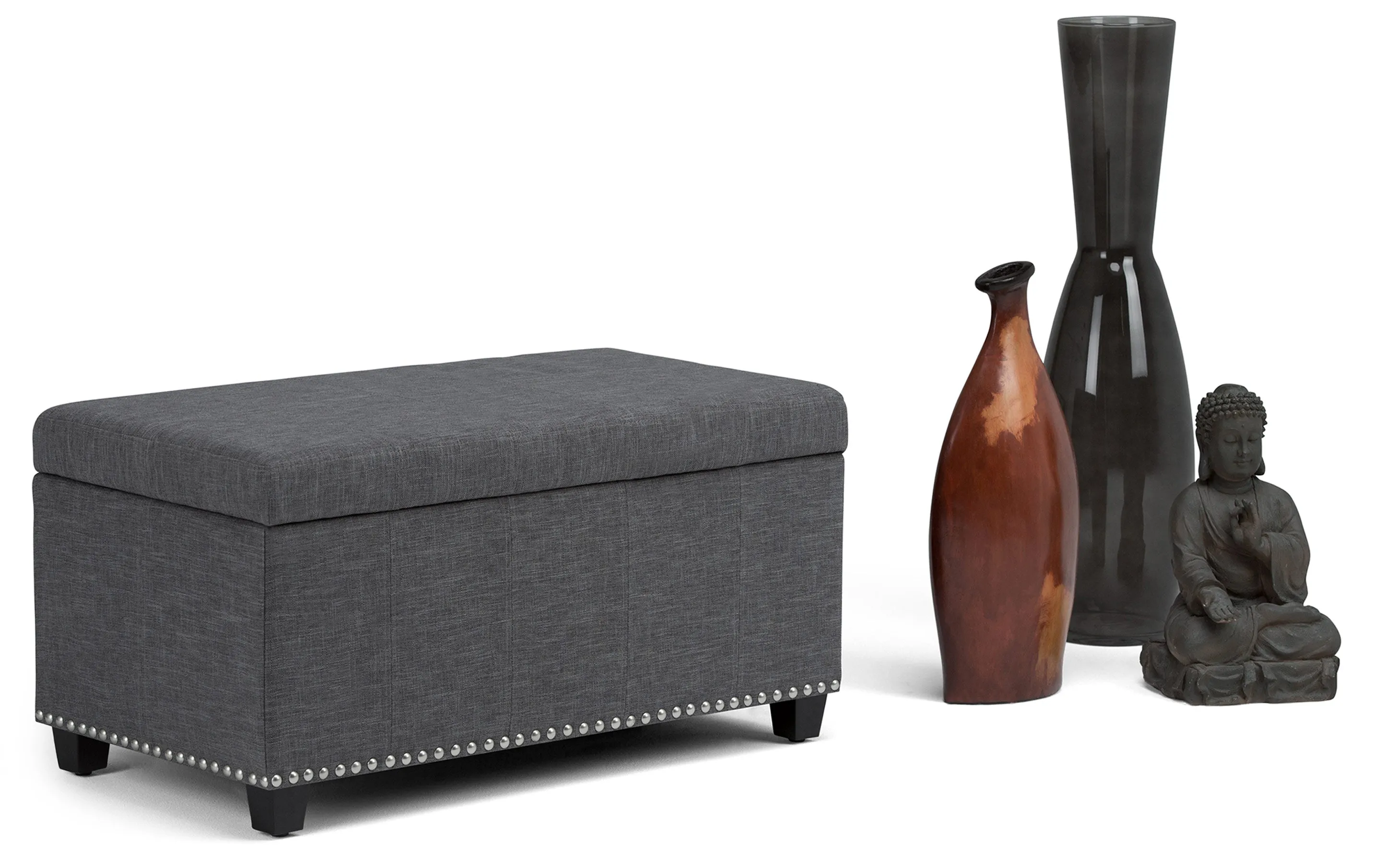 Amelia Storage Ottoman in Linen