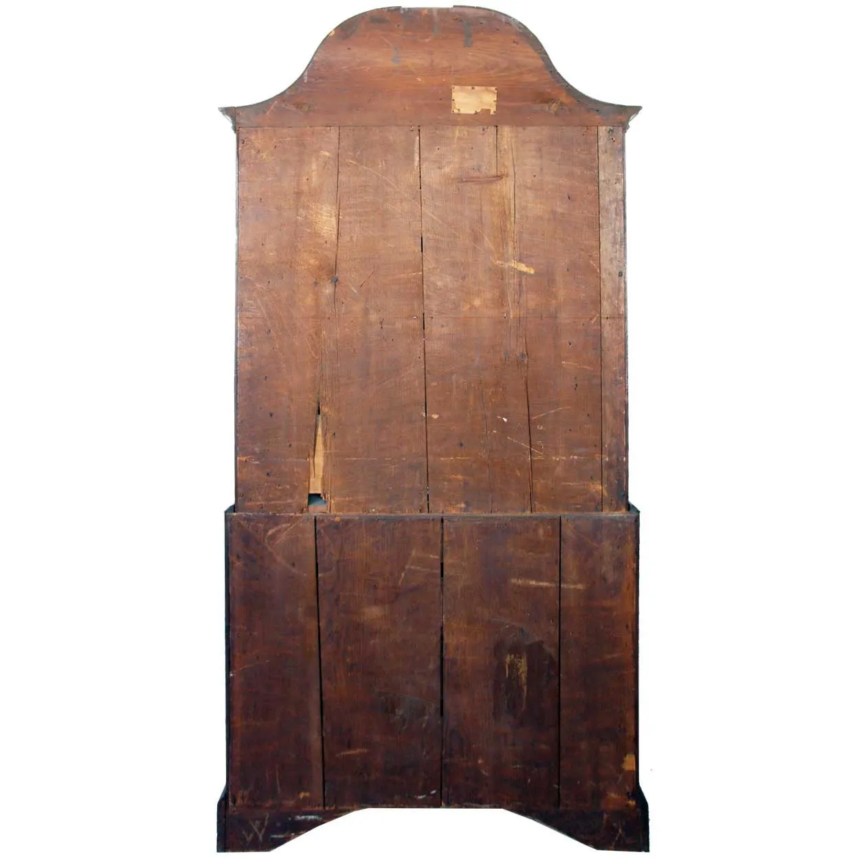 American New England Chippendale Walnut Bonnet Top Chest on Chest