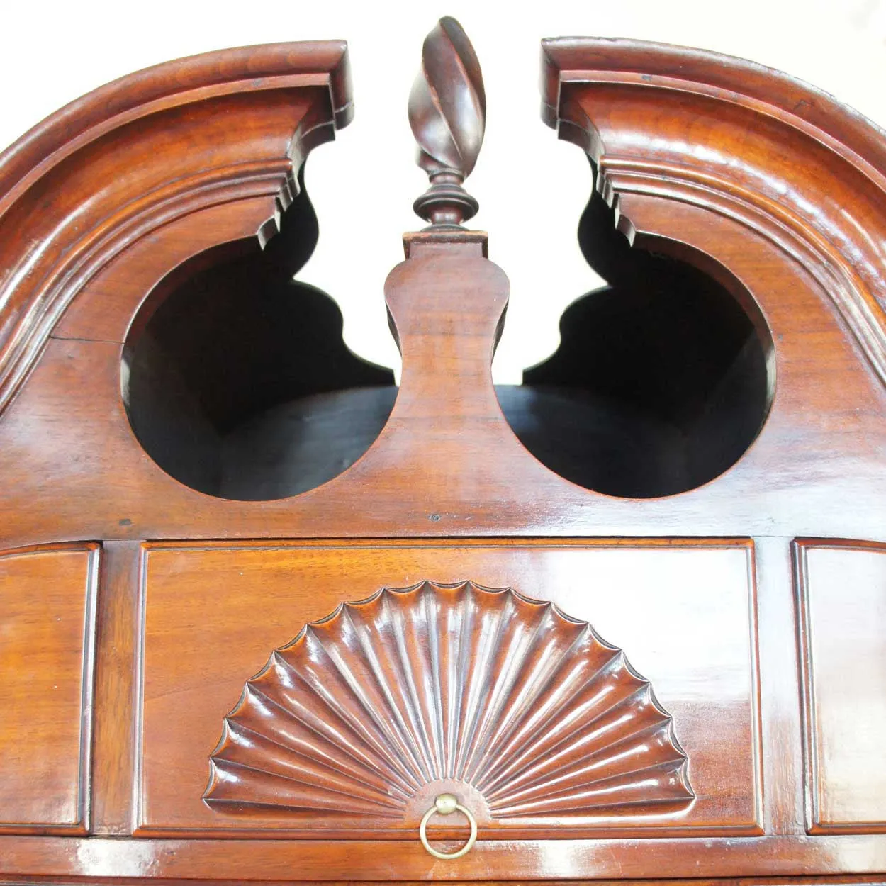 American New England Chippendale Walnut Bonnet Top Chest on Chest