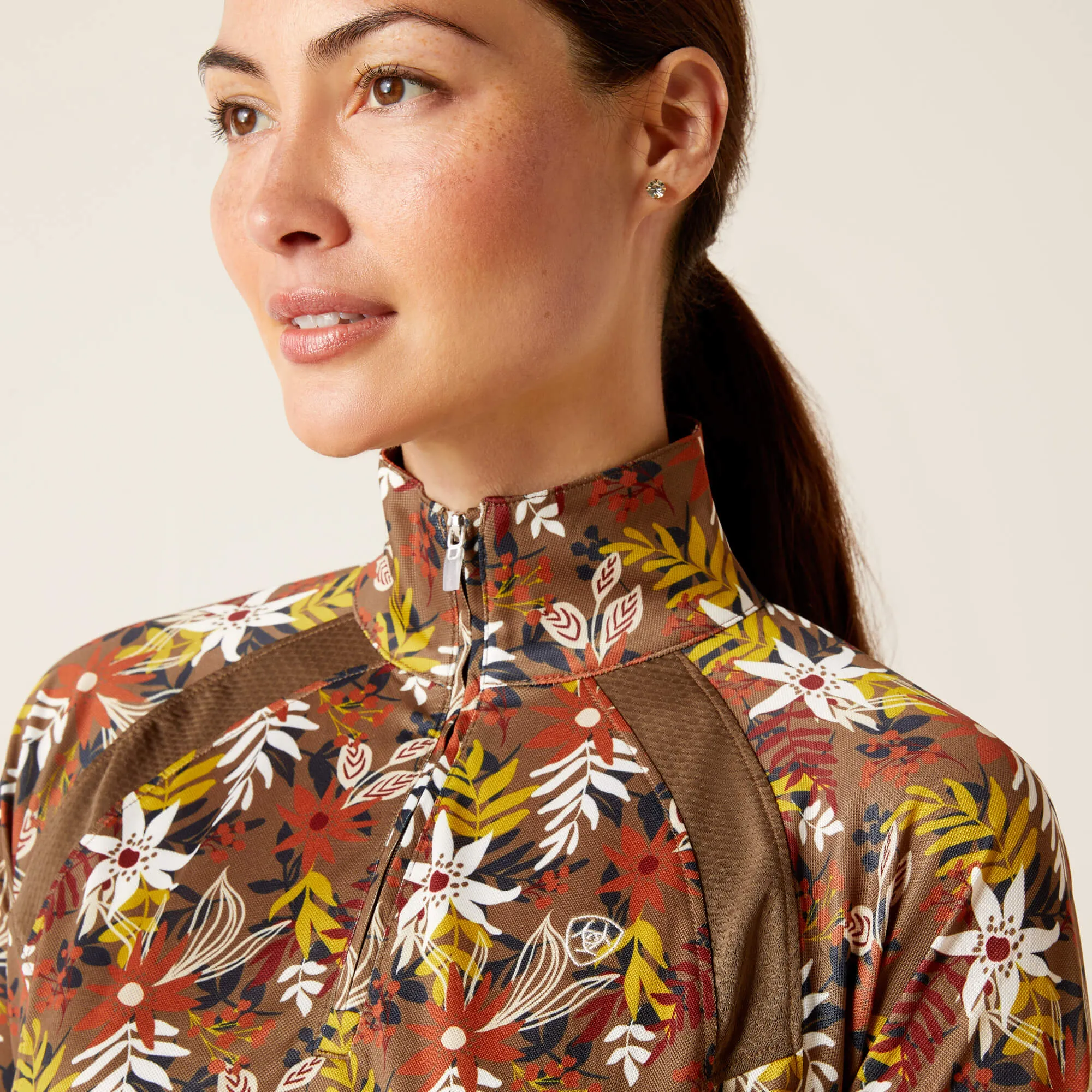 Ariat Sunstopper 2.0 1/4 Zip Ladies Canteen Floral
