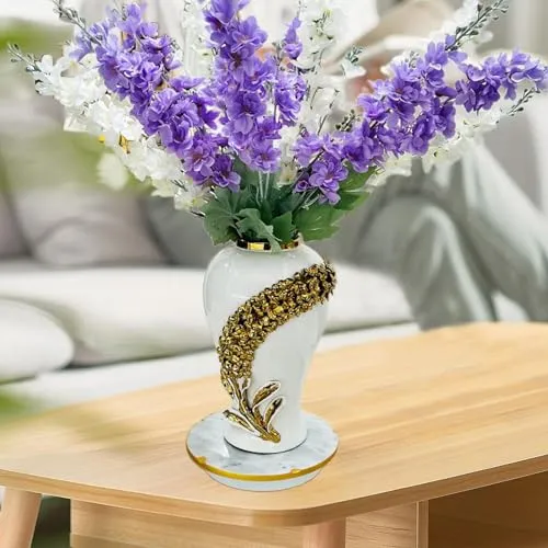 ATORSE® Ceramic Ginger Jar Flower Vase Storage Jar for Office Bookshelf Dining Table Small