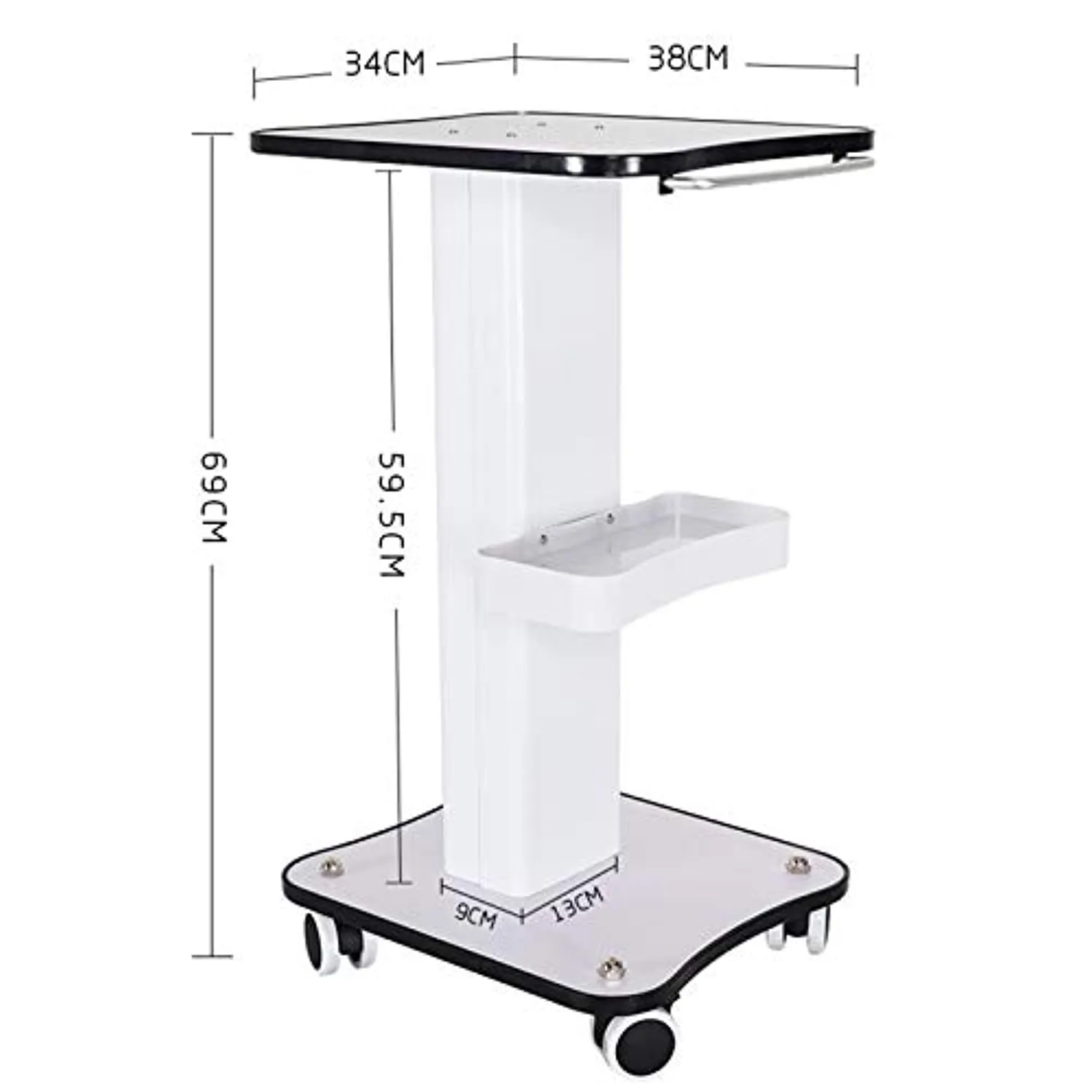 Beauty Cart,3 Tier Salon Rolling Trolley Cart Stand Beauty Instrument Tray Rolling Cart with Wheel Salon Spa Storage Organizer Cart Tool Load 88lbs