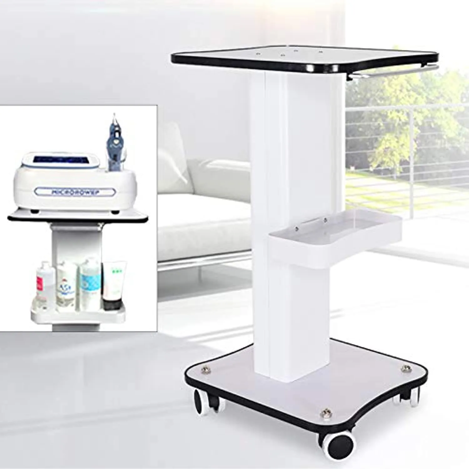 Beauty Cart,3 Tier Salon Rolling Trolley Cart Stand Beauty Instrument Tray Rolling Cart with Wheel Salon Spa Storage Organizer Cart Tool Load 88lbs