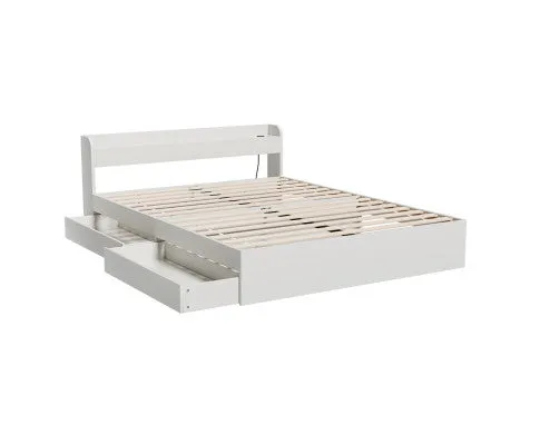 Bed Frame Mattress Base with Charging Ports 2 Storage Drawers