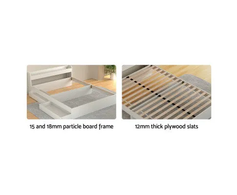 Bed Frame Mattress Base with Charging Ports 2 Storage Drawers