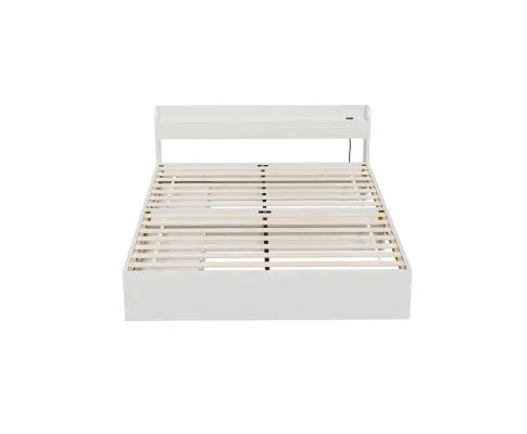 Bed Frame Mattress Base with Charging Ports 2 Storage Drawers