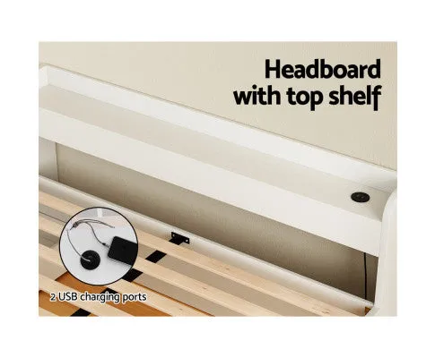 Bed Frame Mattress Base with Charging Ports 2 Storage Drawers