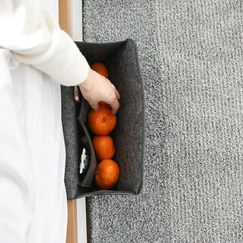 Bed Storage Bag with Pocket Felt, Bedside Hanger, Table Sofa Bedroom Mattress Bedside Anti-slip Organizer Holders