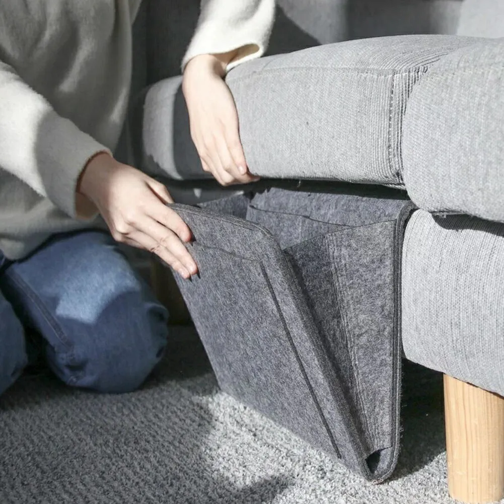 Bed Storage Bag with Pocket Felt, Bedside Hanger, Table Sofa Bedroom Mattress Bedside Anti-slip Organizer Holders