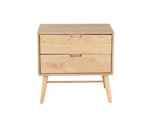 Bedside Table Drawers Side End Table Storage Cabinet Nightstand Oak GINO