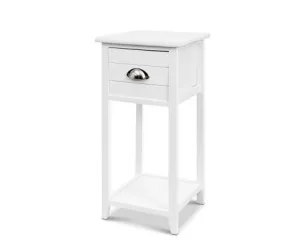 Bedside Table Nightstand Drawer Storage Cabinet Lamp Side Shelf White