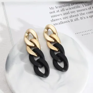 Black Acrylic & 18K Gold-Plated Curb Chain Drop Earrings