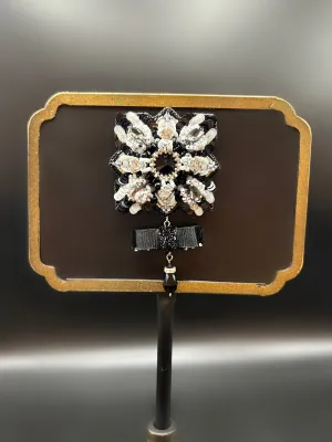 Black and White Badge Brooch
