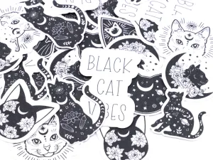 Black Cat Vibes sticker pack | 8pk