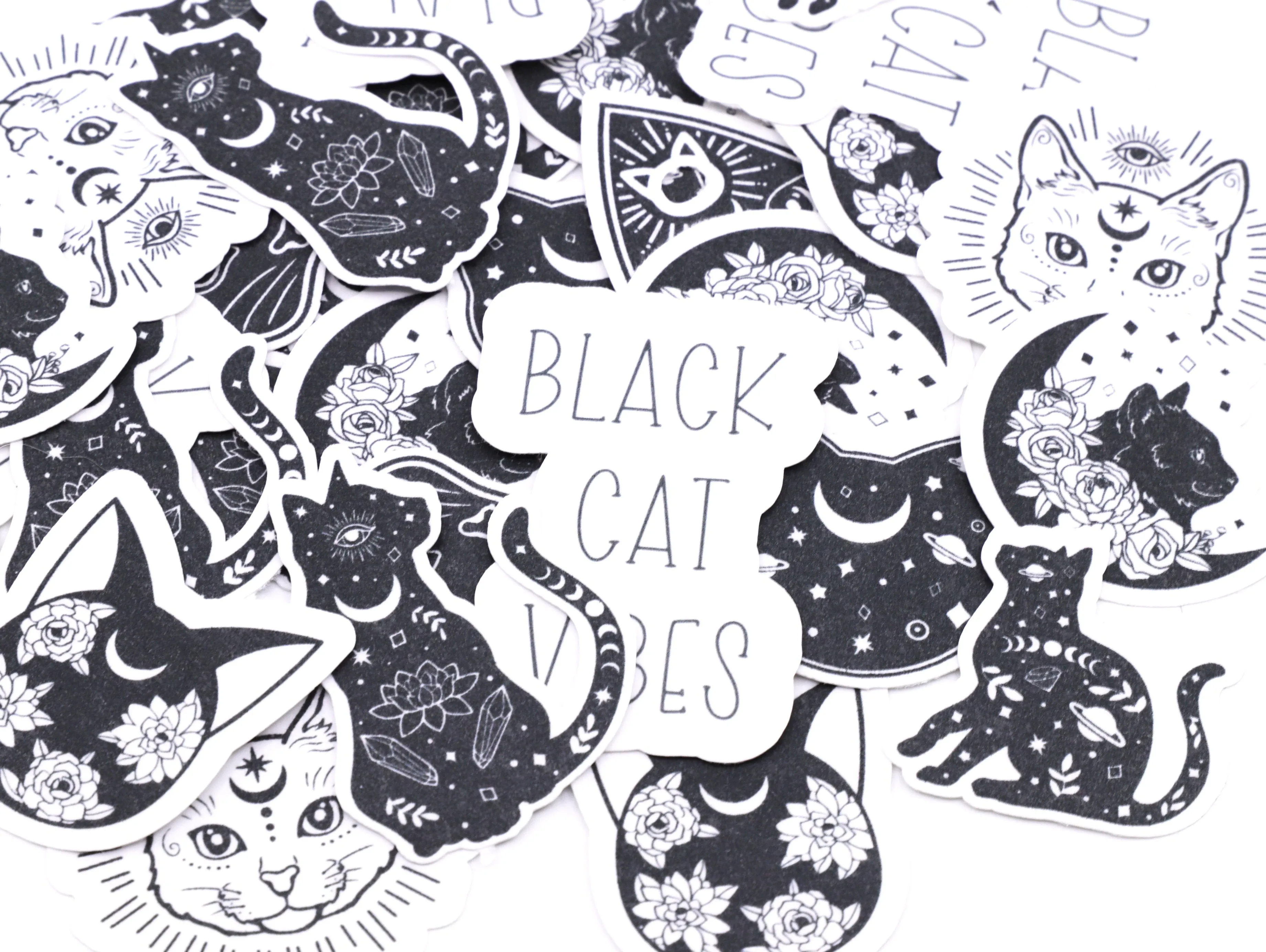 Black Cat Vibes sticker pack | 8pk