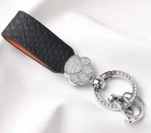 Black With Silver Pawprint Keychain