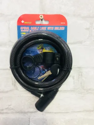 Brand new in package! Prograde 72 Inch X 12mm spiral cable lock with holder!  Protect your bike from theft with this!