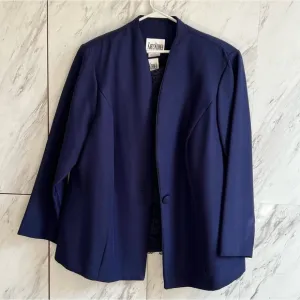 BUNDLE Vintage 2 Piece Navy Stretch Suit Blazer Jacket and Lace Tank SZ 18W