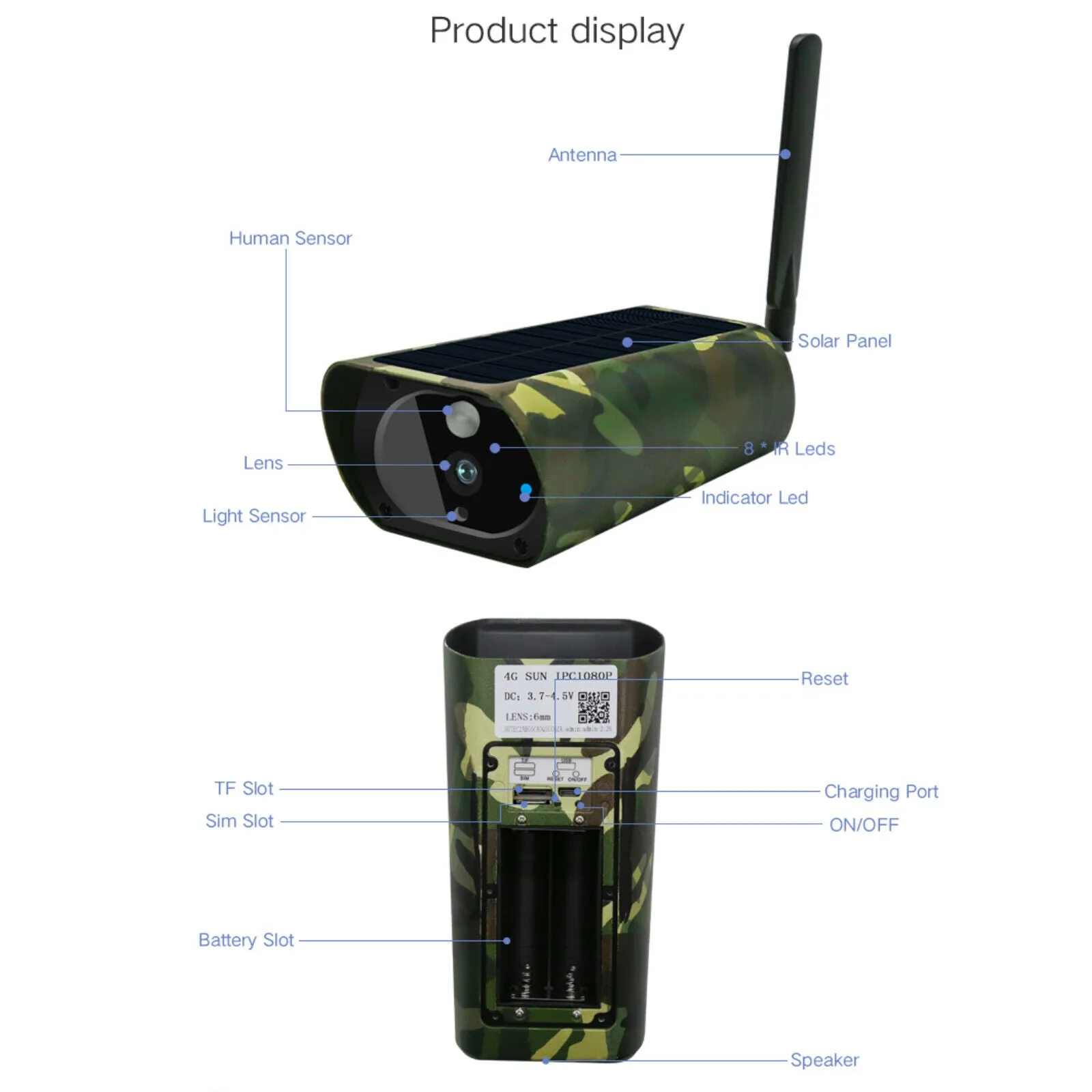 Camouflage 4G Solar Powered Camera 1080p HD Video Recorder   Additional Panel