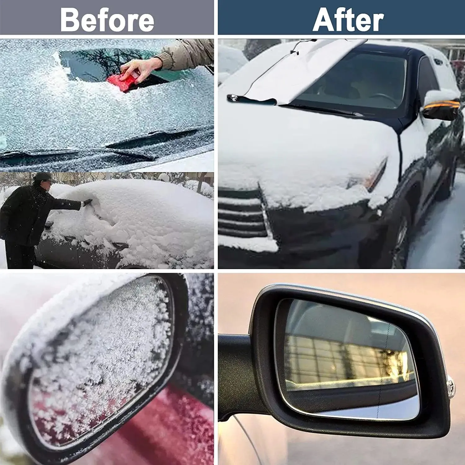 Car Windshield Snow Cover, Custom-Fit For Car, Large Windshield Cover for Ice and Snow Frost with Removable Mirror Cover Protector, Wiper Front Window Protects Windproof UV Sunshade Cover WAIN235
