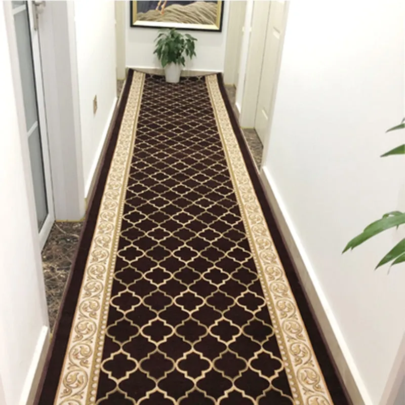 CarpetnRug Modern Long Hallway Carpet Red Black Golden Living Room Area Rug Hotel Luxury Hallway Rug Runner Soft Stair Carpet Anti-Slip Mat