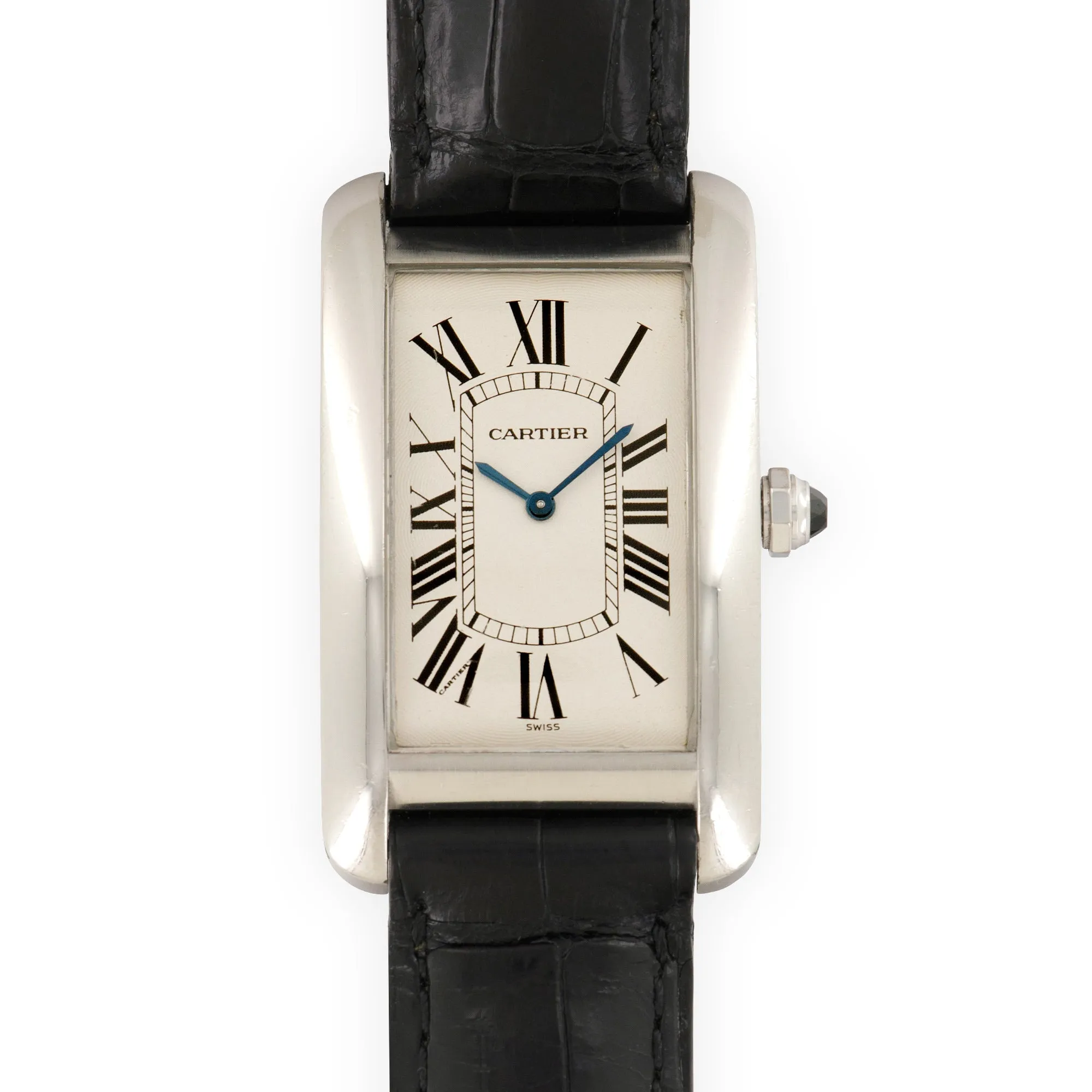 Cartier Platinum Jumbo Tank Americaine Mechanique Watch