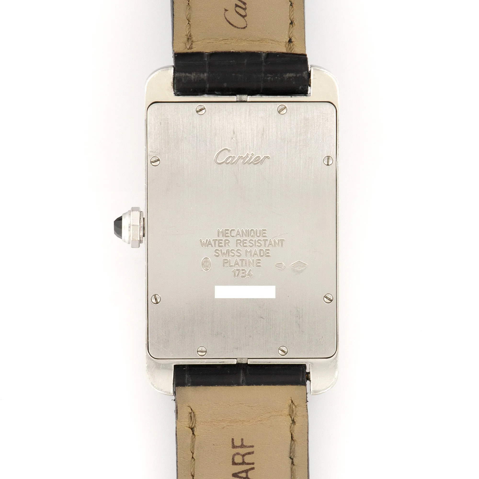 Cartier Platinum Jumbo Tank Americaine Mechanique Watch