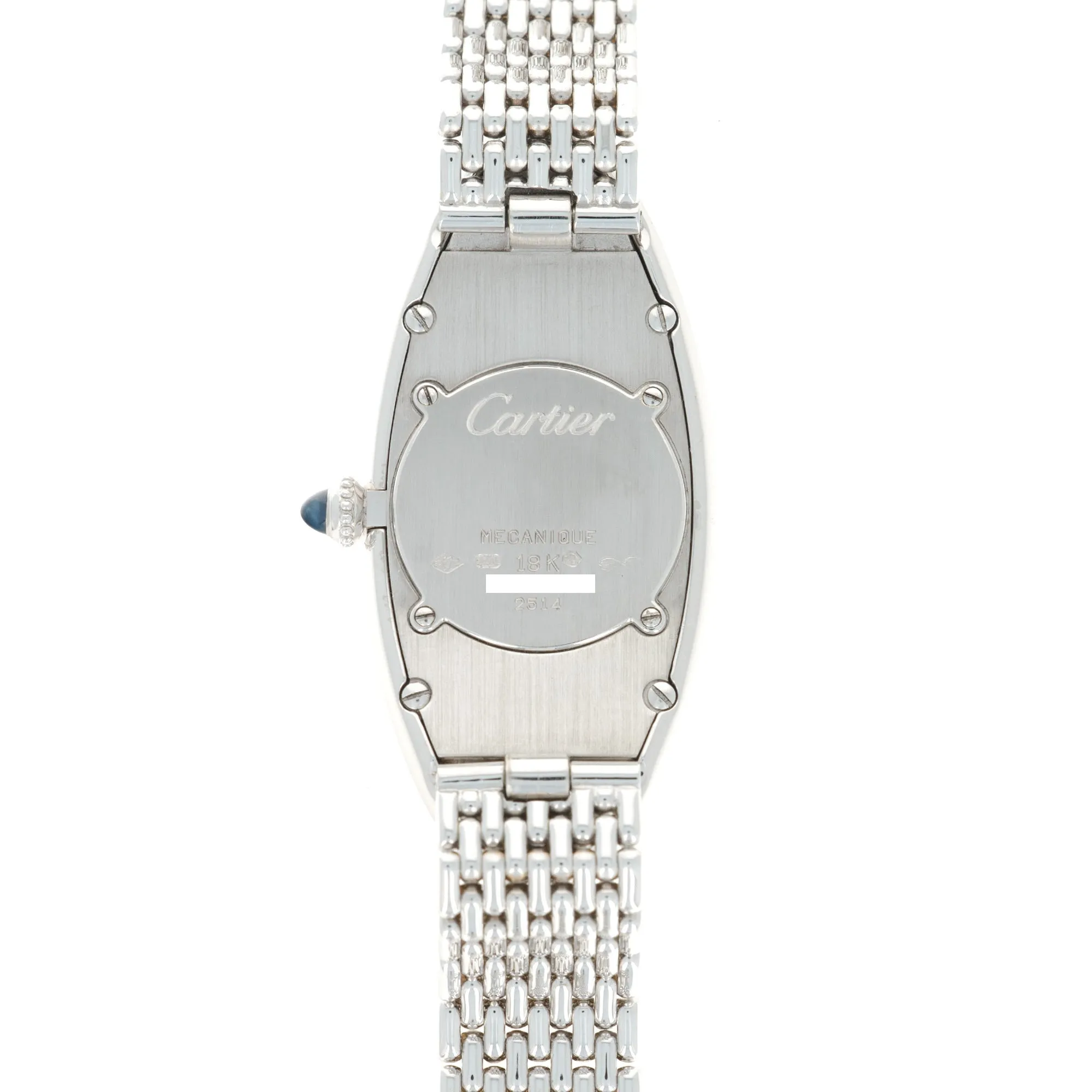 Cartier White Gold Baignoire Red Numbers Watch