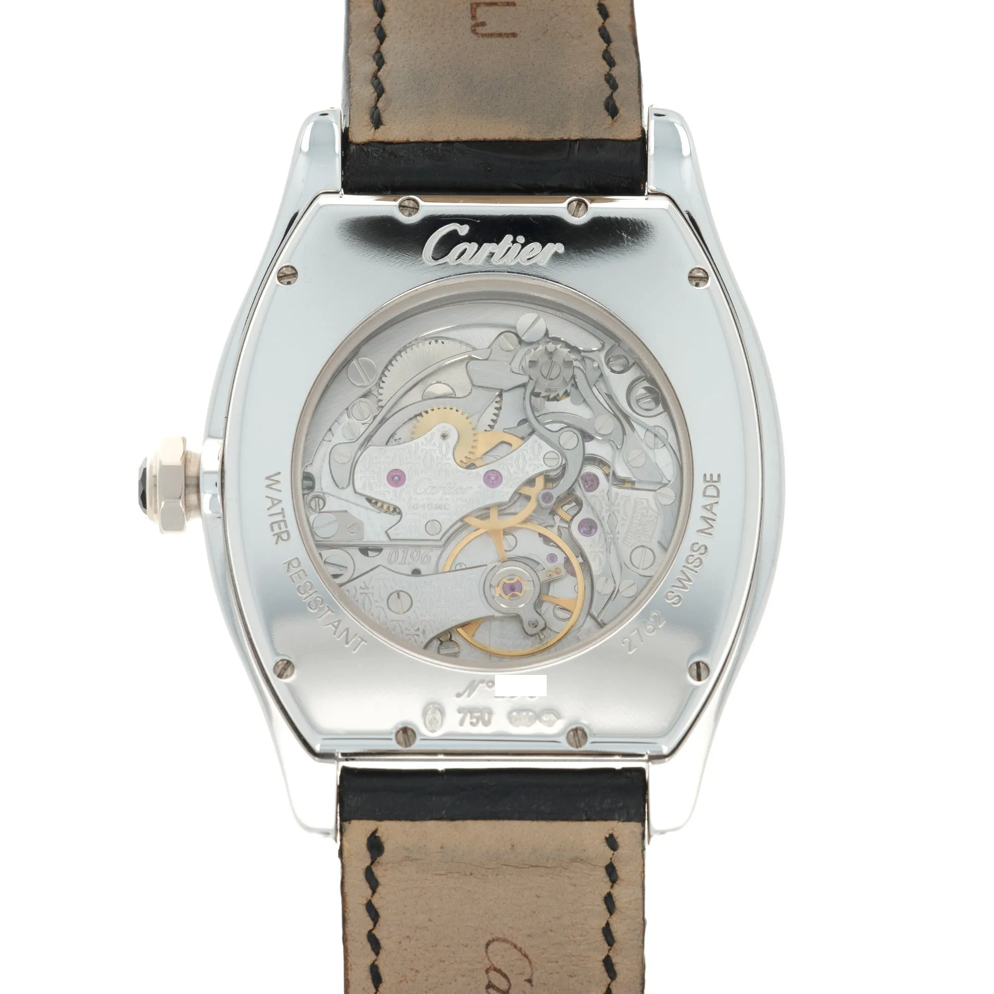 Cartier White Gold Tortue Monopoussoir Chronograph Watch Ref. 2762