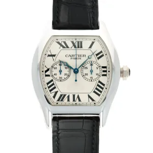 Cartier White Gold Tortue Monopoussoir Chronograph Watch Ref. 2762