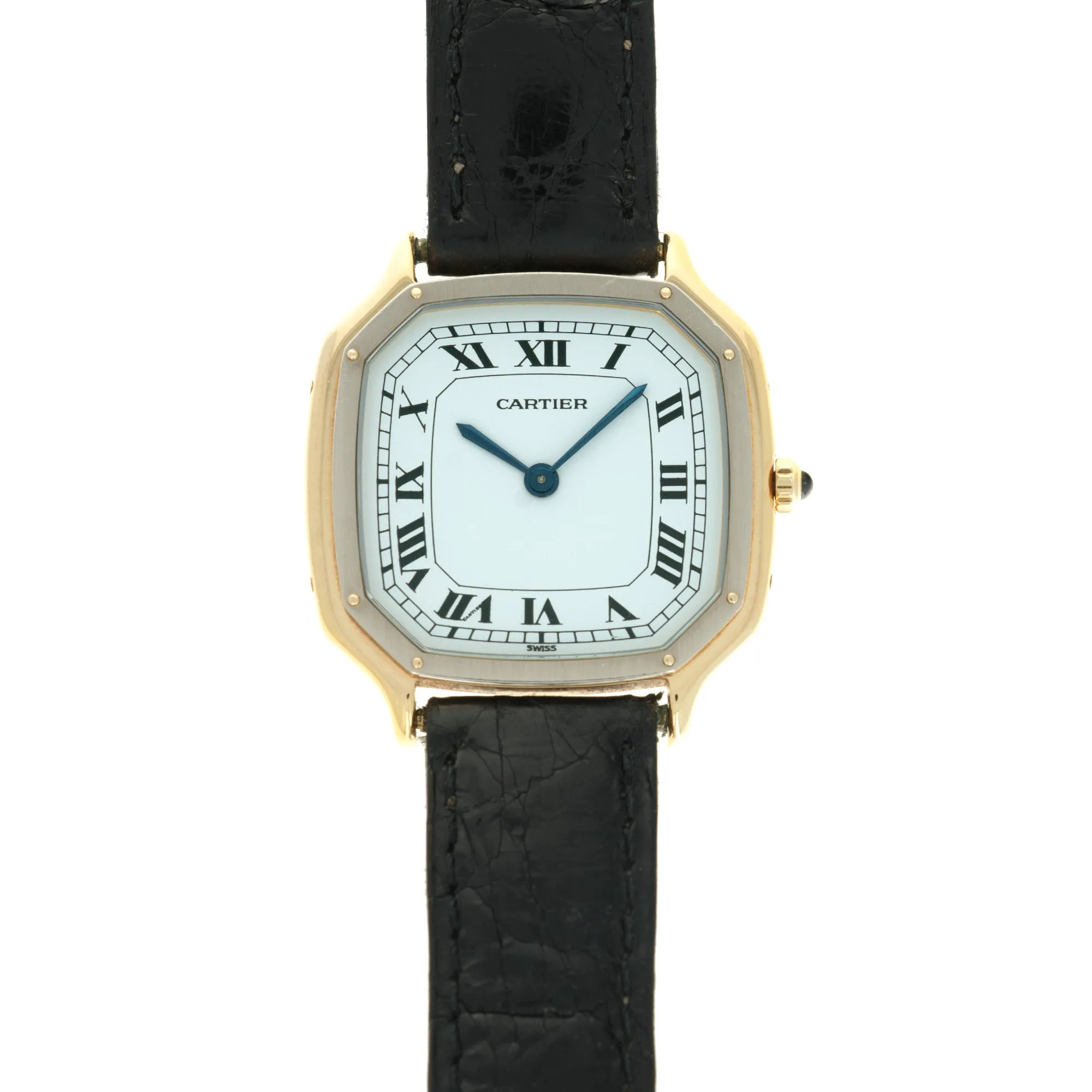 Cartier Yellow & White Gold Cushion Trianon Strap Watch