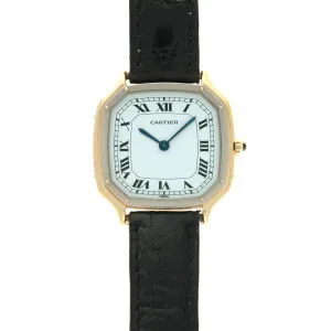 Cartier Yellow & White Gold Cushion Trianon Strap Watch