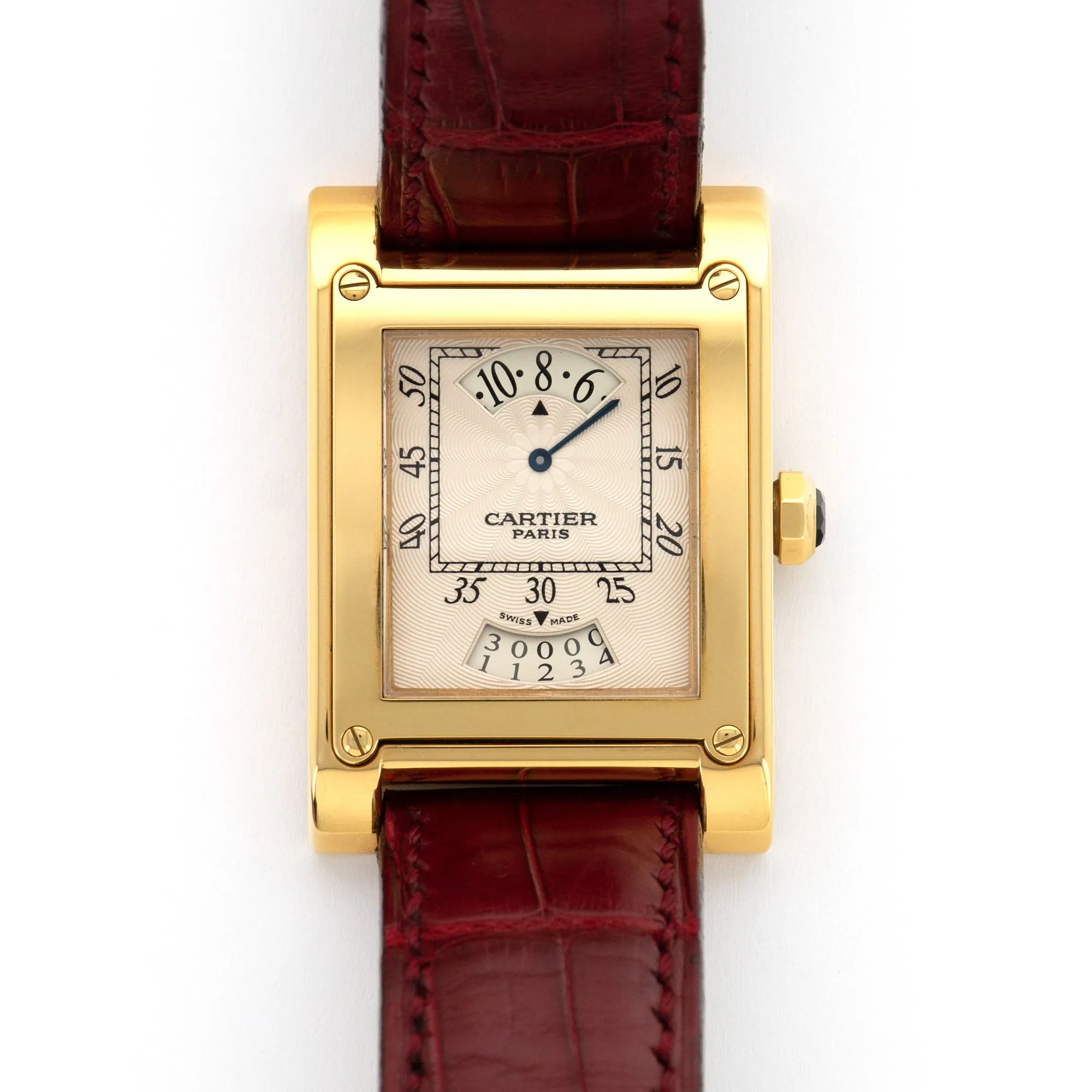 Cartier Yellow Gold Tank A Vis Privee Jump Hour Watch